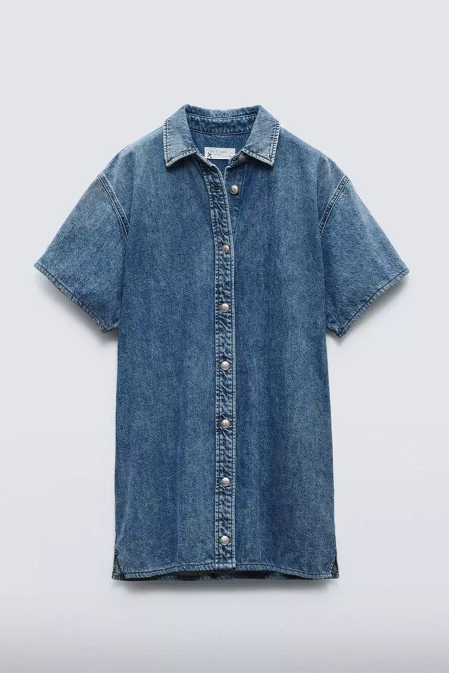 Rag & Bone Carter Denim Cotton Mini Dress - S